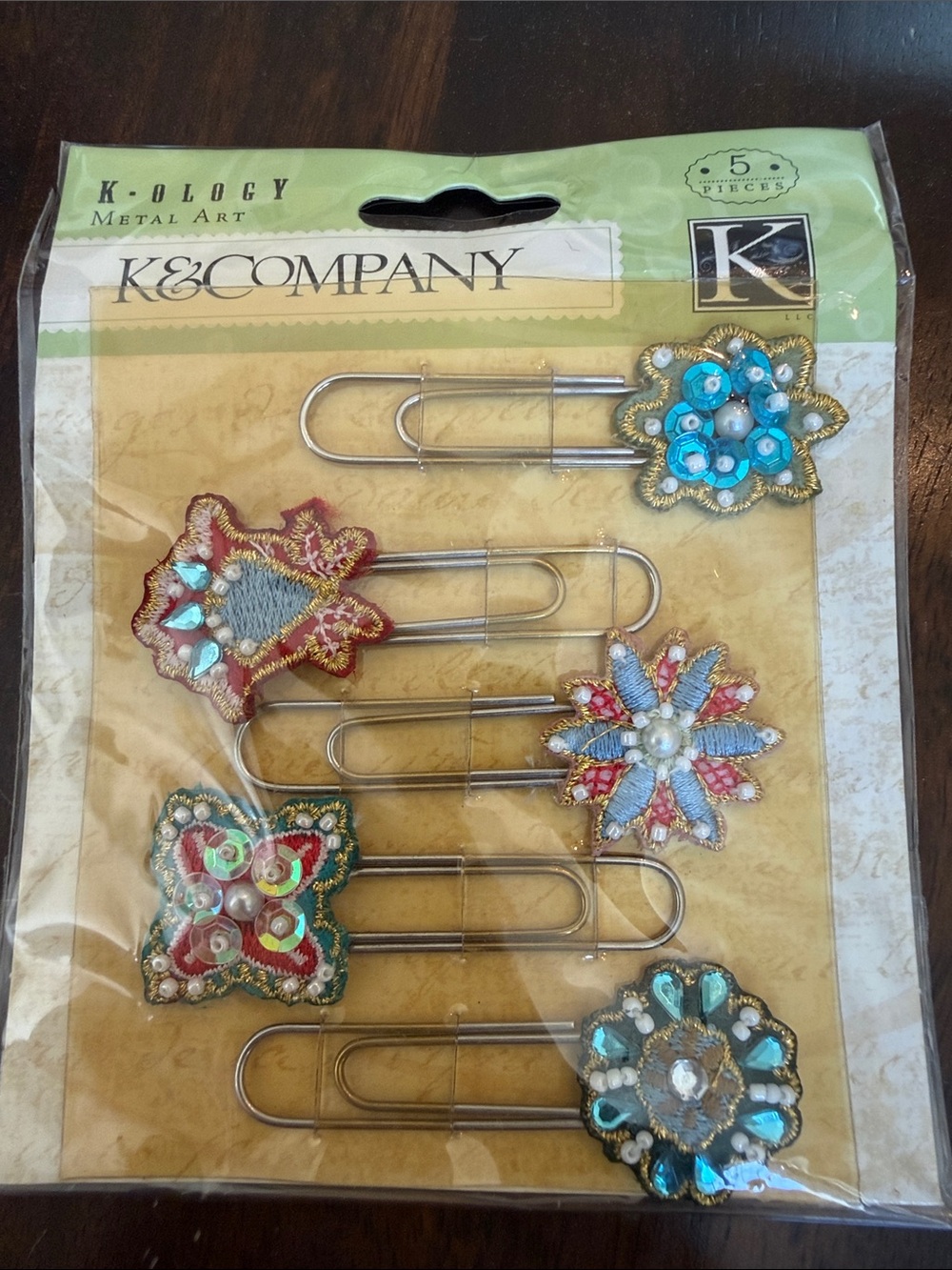 Turquoise and Multicolor Decorative Paper Clips -‎ Pack of 5